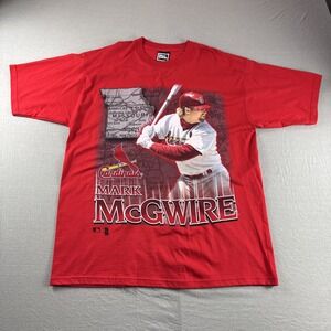 Vintage Pro Player Mark McGwire St Louis Cardinals T-Shirt Mens L Red 90s MLB